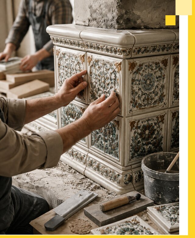 Изразцовые камины под ключ в Юрге: проект и монтаж