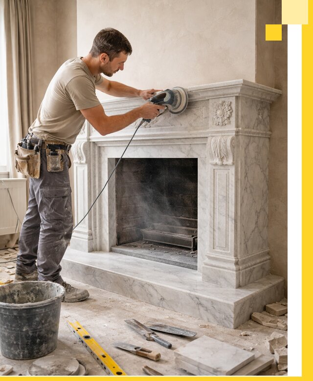 Изготовление и установка мраморных каминов в Юрге под ключ