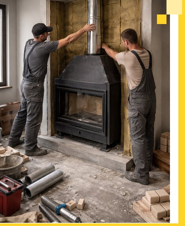 Изготовление и монтаж закрытых каминов в Юрге под ключ