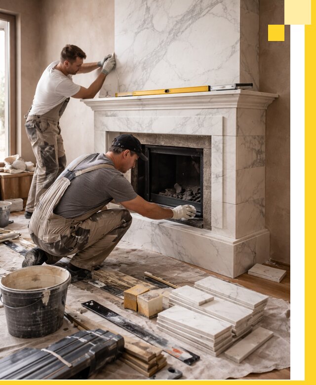 Отделка каминов в Юрге качественные облицовочные работы