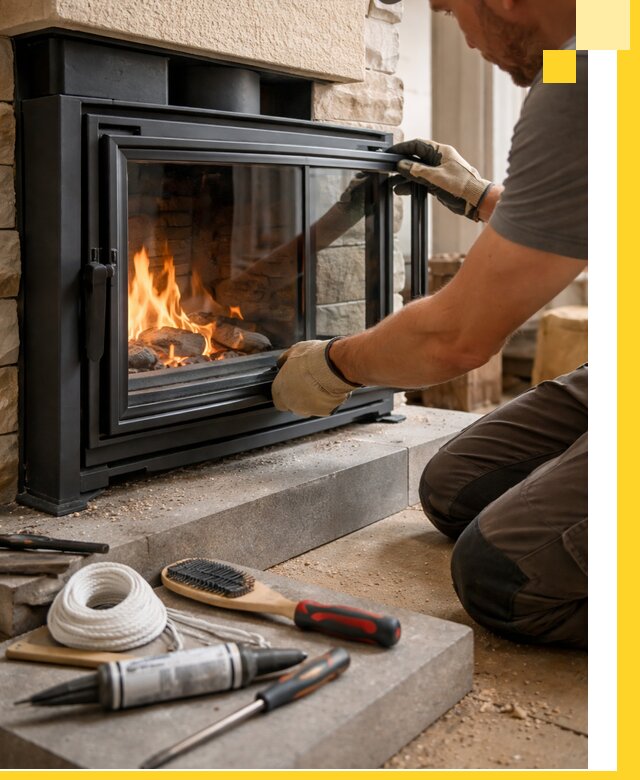 Производство, монтаж и доставка каминов со стеклом в Юрге