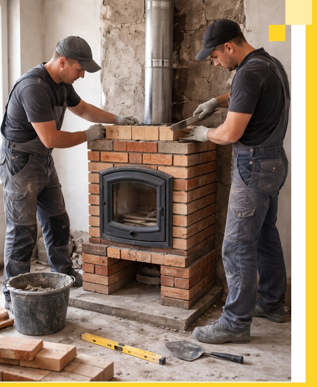 Монтаж печи камина под ключ в Юрге с гарантией и пусконаладкой