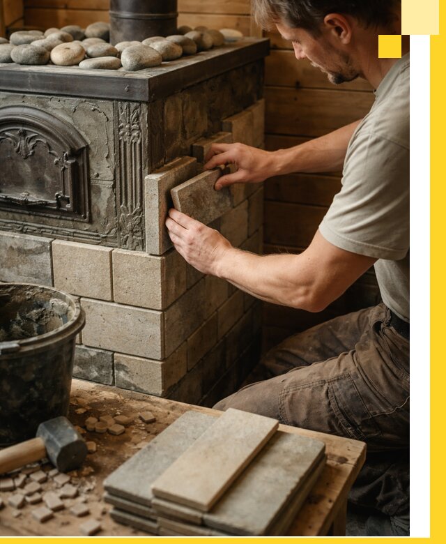 Облицовка банных печей в Юрге профессиональная отделка