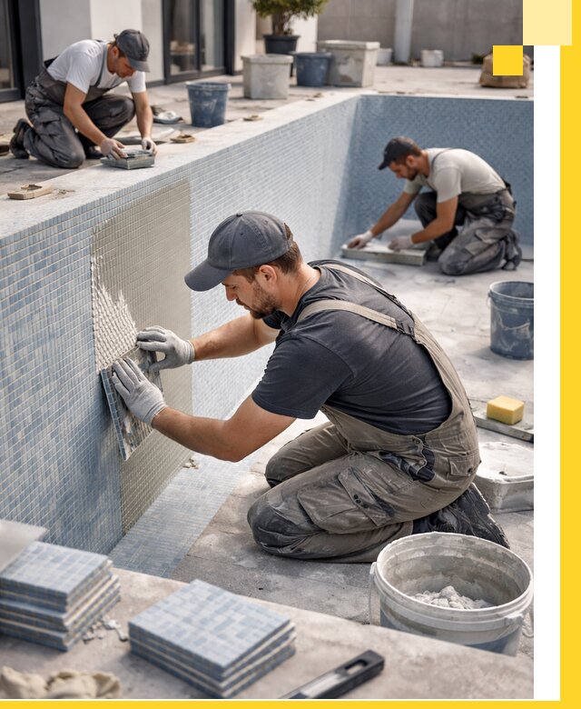 Облицовка бассейнов в Юрге плитка мозаика гидроизоляция