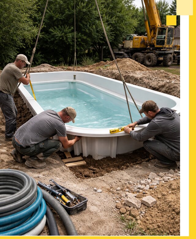 Установка и монтаж композитных бассейнов под ключ в Юрге