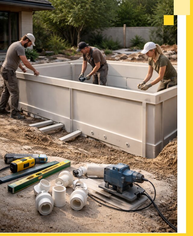 Установка полипропиленовых бассейнов под ключ в Юрге