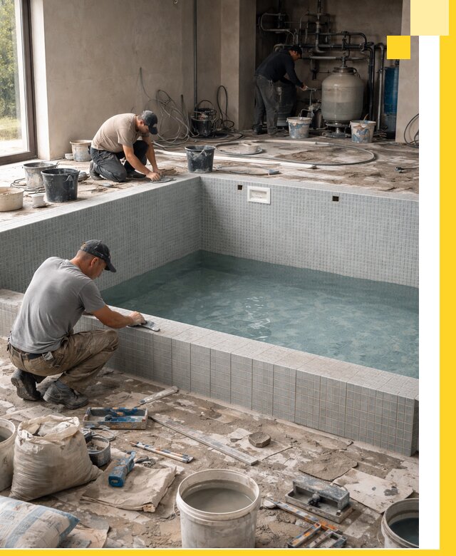 Строительство и монтаж бассейнов в помещении в Юрге