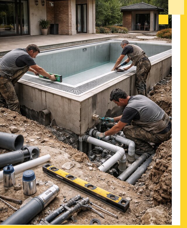 Строительство переливных бассейнов в Юрге под ключ