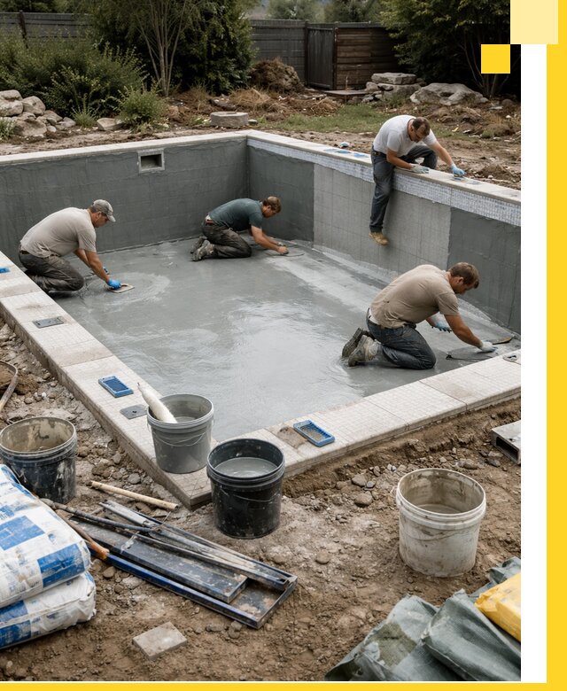 Изготовление и монтаж чаши бассейна под ключ в Юрге