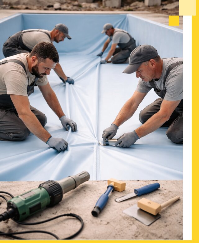 ПВХ пленка для бассейнов с монтажом и гарантией в Юрге