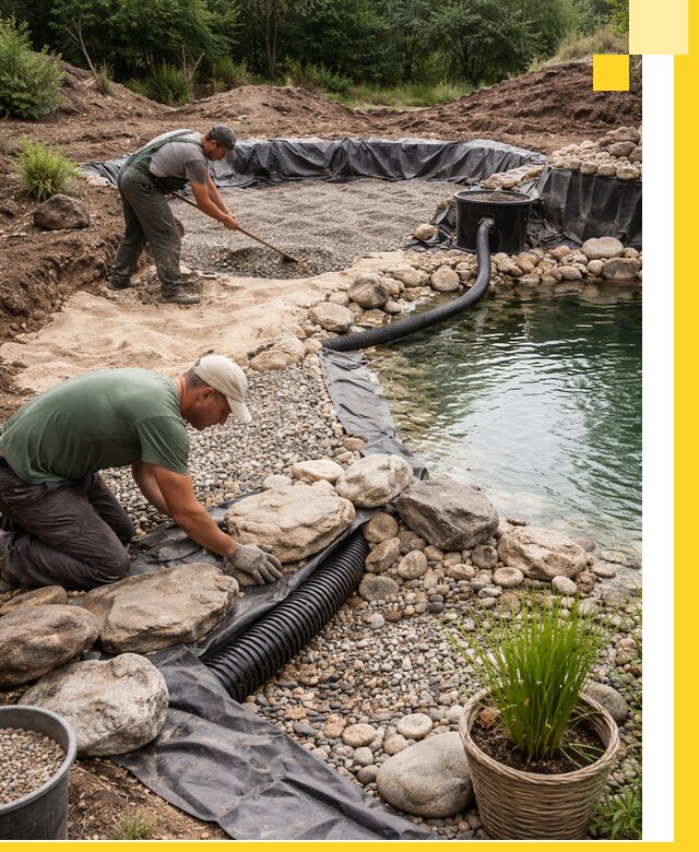 Строительство природных бассейнов и озер в Юрге под ключ