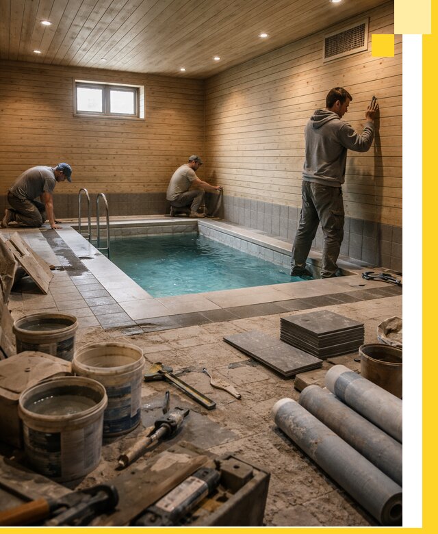 Строительство бани с бассейном и сауной под ключ в Юрге