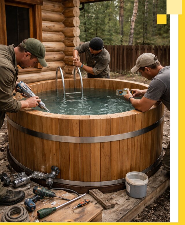 Строительство бань с купелью под ключ и отделкой в Юрге