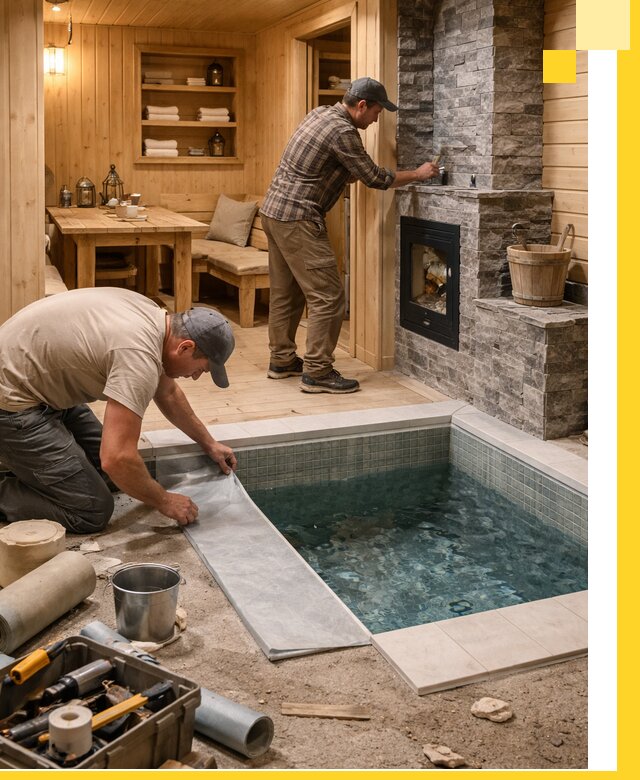 Строительство бань с комнатой отдыха под ключ в Юрге