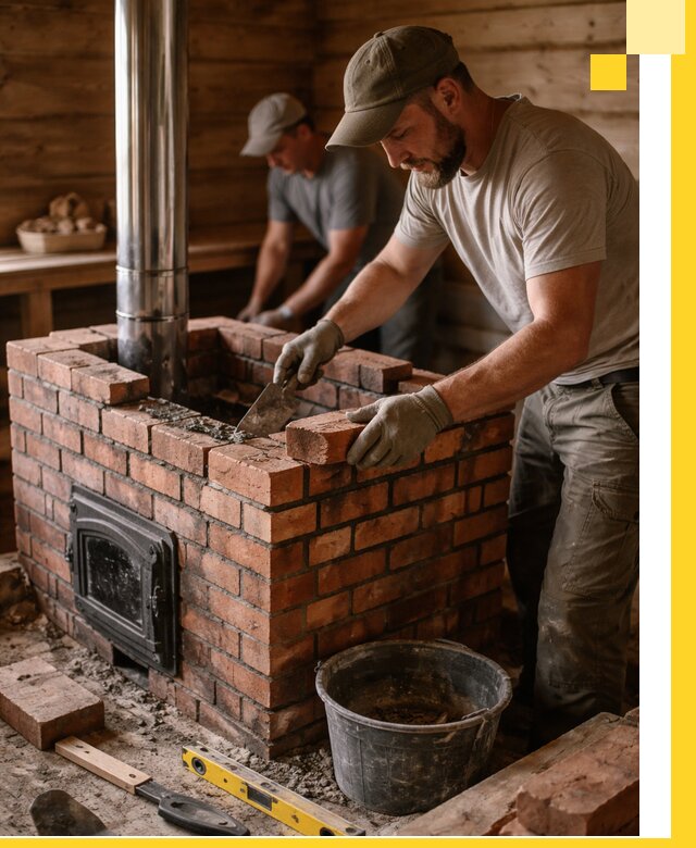 Кирпичные печи для бани под ключ в Юрге, проект и монтаж