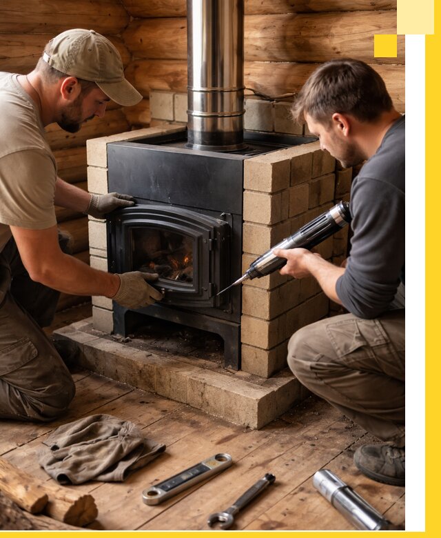 Монтаж и установка печи в бане под ключ с гарантией в Юрге