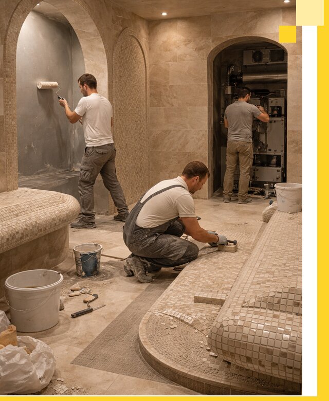 Строительство бани с хамамом и бассейном под ключ в Юрге