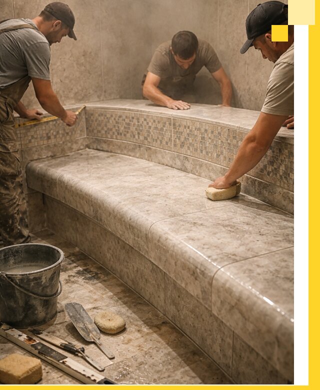 Изготовление и установка сидений для хамама в Юрге