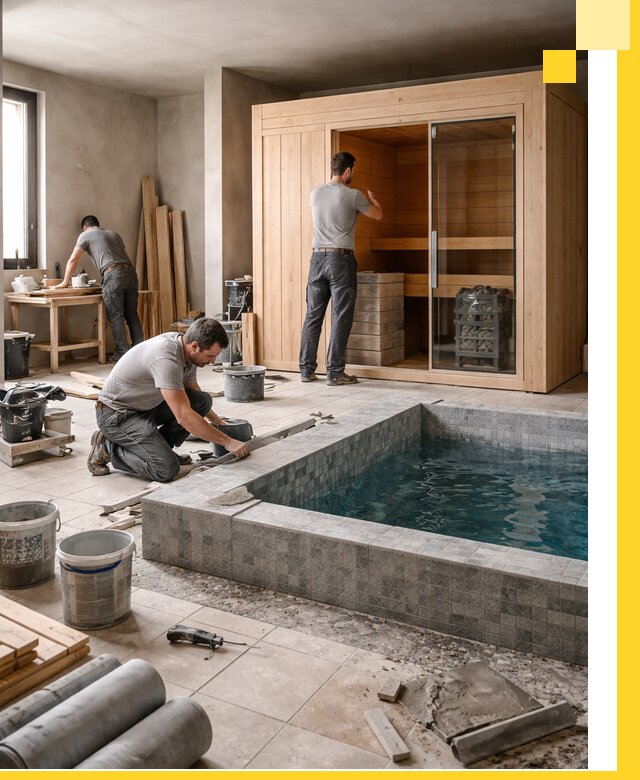 SPA зоны под ключ с бассейном сауной и печью в Юрге